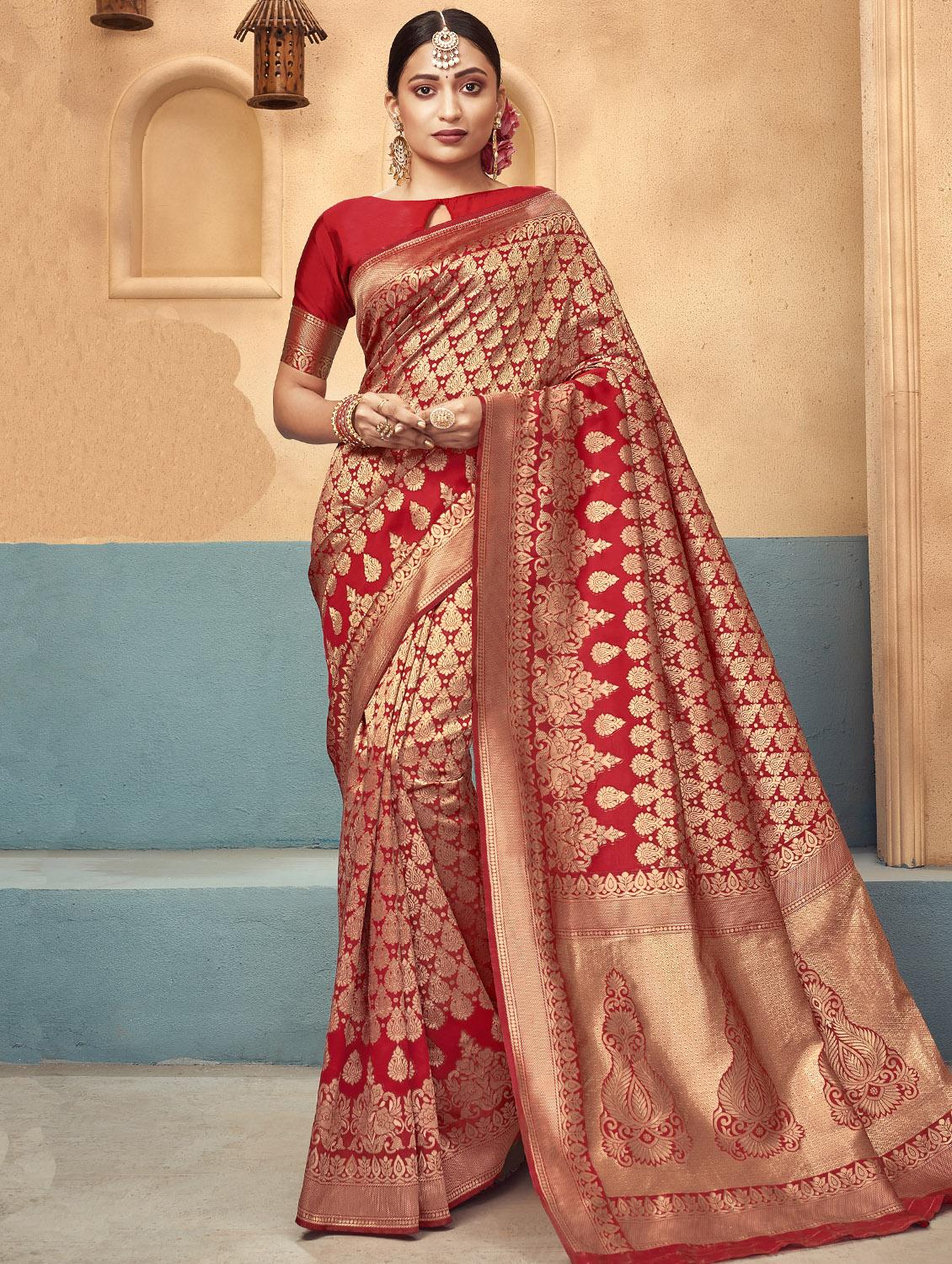 self design woven saree with blouse - 16830986 - Zoom Image - 1