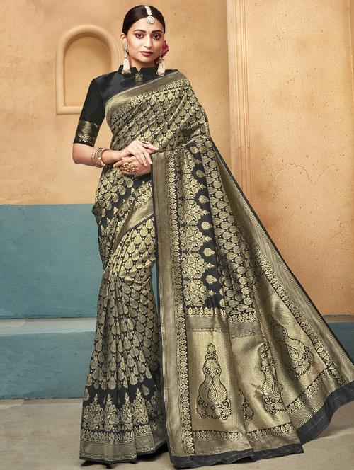 self design woven saree with blouse - 16830988 - Standard Image - 1