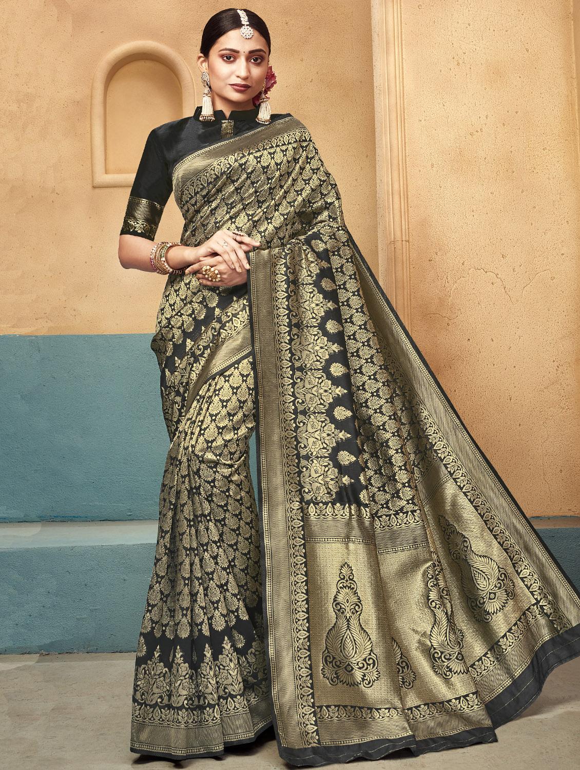 self design woven saree with blouse - 16830988 - Zoom Image - 1