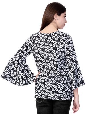 tie front floral top - 16830993 - Standard Image - 3