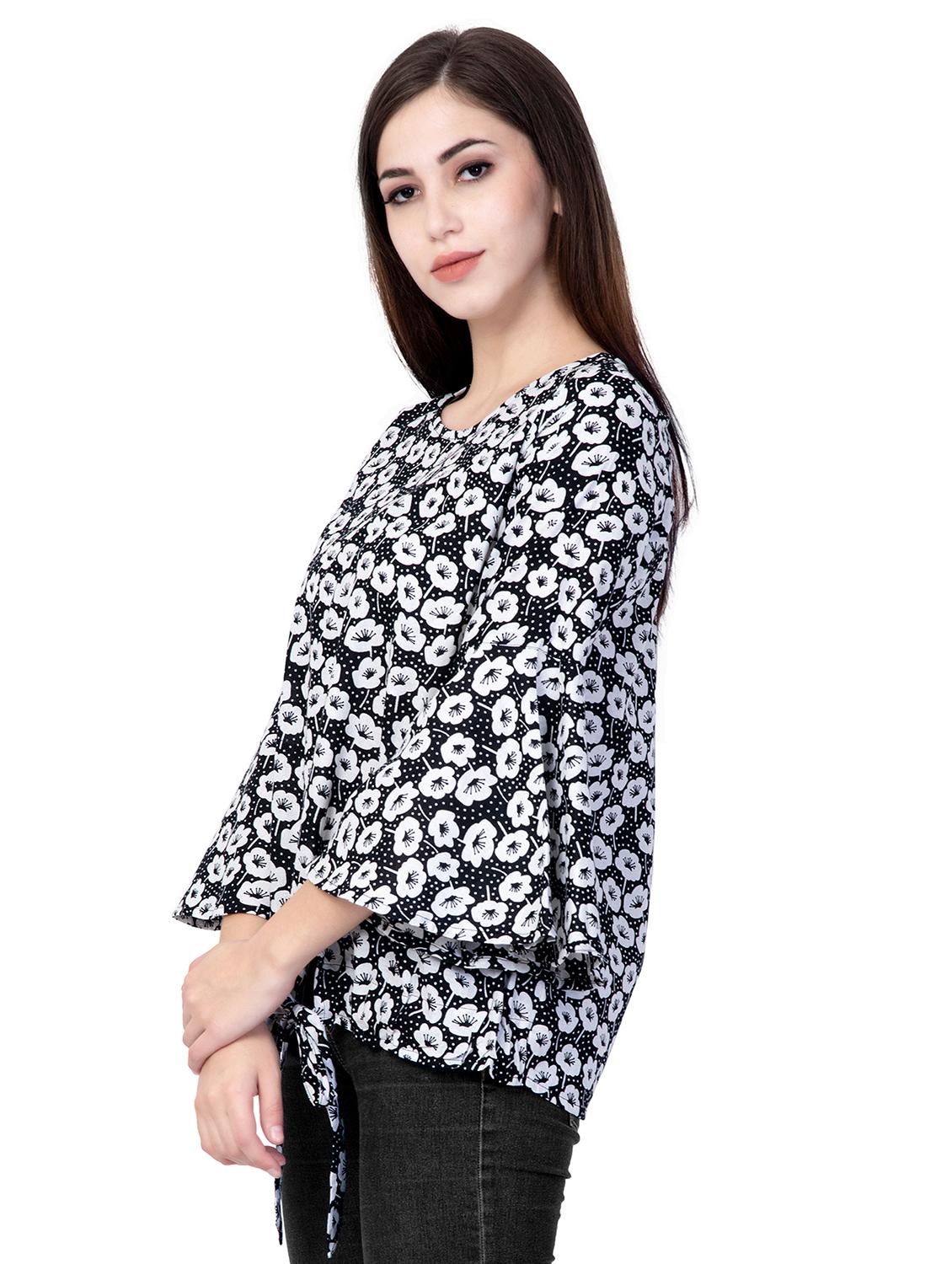 tie front floral top - 16830993 - Zoom Image - 2