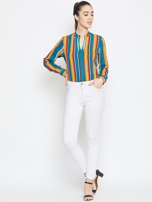 mandarin neck striped shirt - 16830994 - Standard Image - 4
