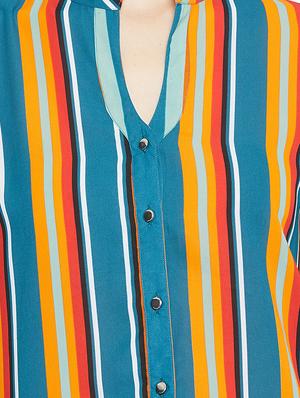 mandarin neck striped shirt - 16830994 - Standard Image - 5