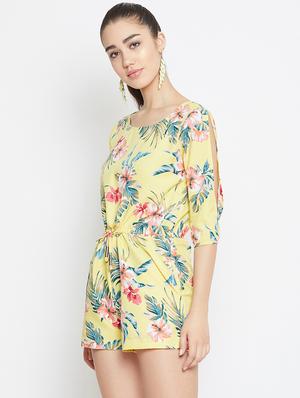 drawstring waist tropical jumpsuit - 16831058 - Standard Image - 2