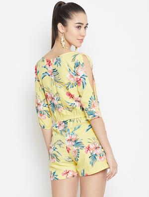 drawstring waist tropical jumpsuit - 16831058 - Standard Image - 3
