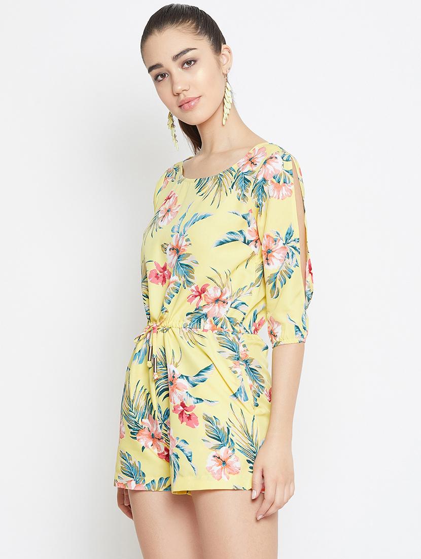 drawstring waist tropical jumpsuit - 16831058 - Zoom Image - 2