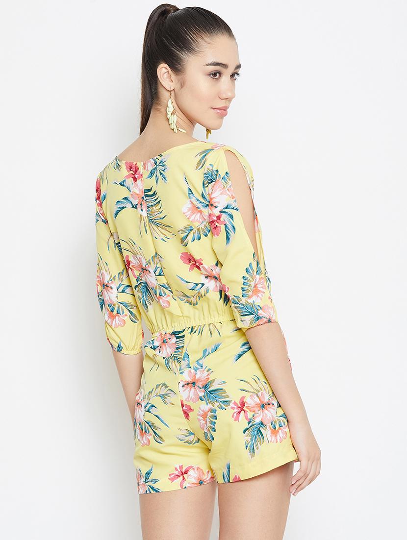 drawstring waist tropical jumpsuit - 16831058 - Zoom Image - 3