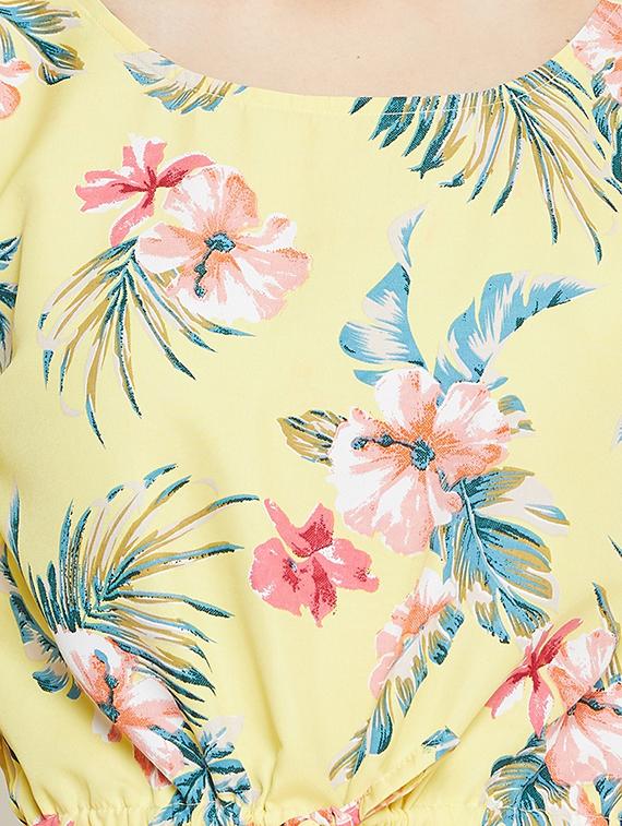 drawstring waist tropical jumpsuit - 16831058 - Zoom Image - 5