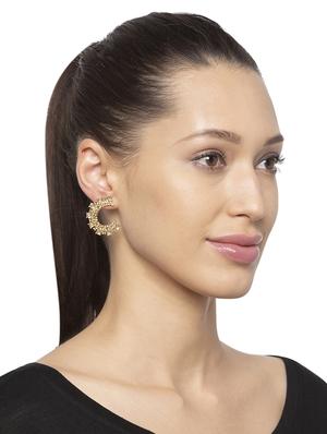 beige metal studs earring - 16831230 - Standard Image - 3