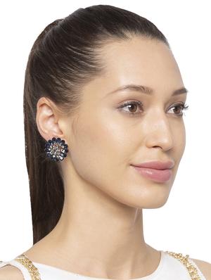 blue metal studs earring - 16831337 - Standard Image - 3