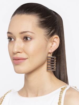 brown metal drop earring - 16831350 - Standard Image - 3