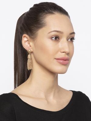 gold metal drop earring - 16831359 - Standard Image - 3