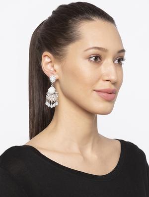 silver metal drop earring - 16831361 - Standard Image - 3