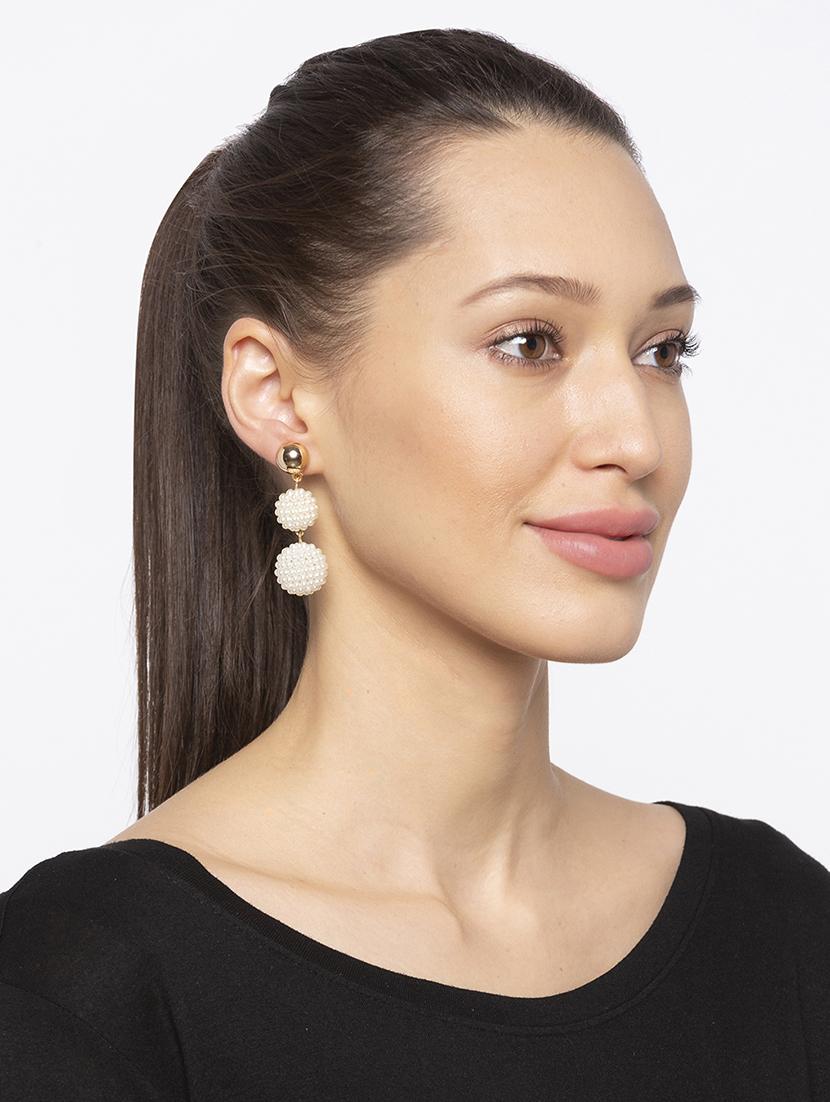 silver metal drop earring - 16831362 - Zoom Image - 3