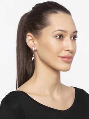 gold metal drop earring - 16831406 - Standard Image - 3