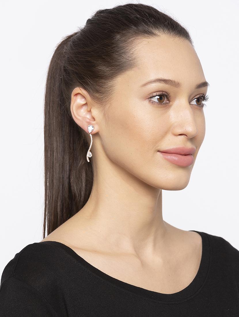 gold metal drop earring - 16831406 - Zoom Image - 3