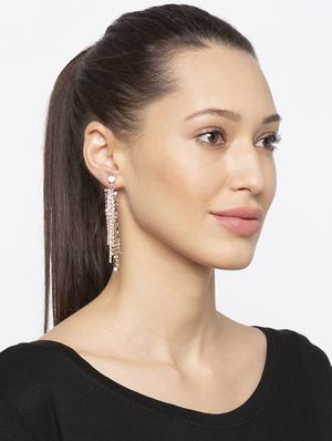 gold metal drop earring - 16831415 - Standard Image - 3
