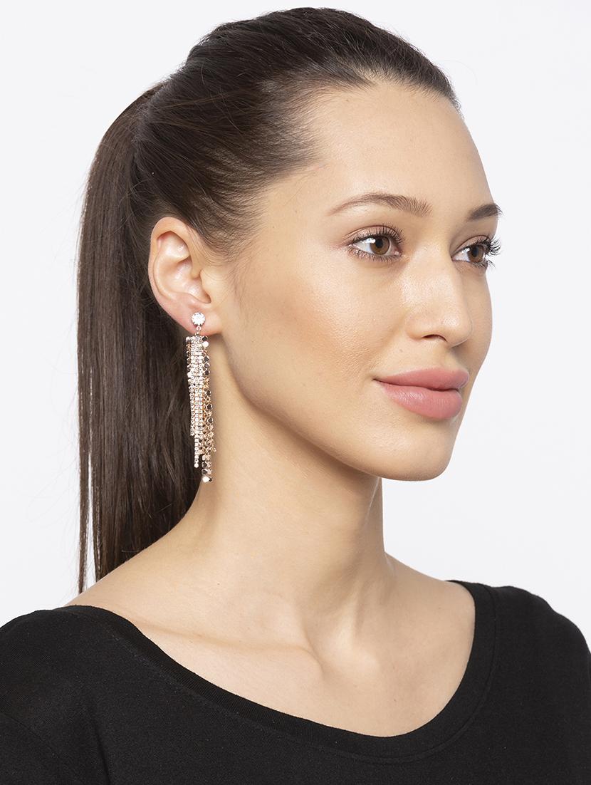 gold metal drop earring - 16831415 - Zoom Image - 3