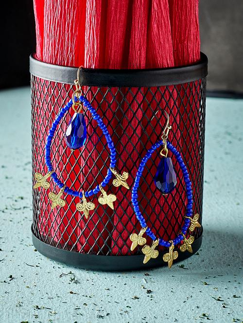 blue metal drop earring - 16831805 - Standard Image - 1