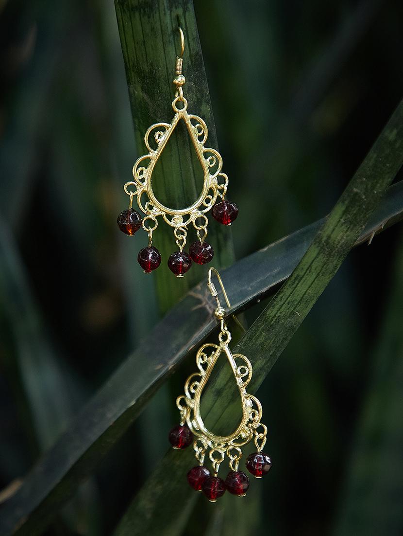 gold metal drop earring - 16831817 - Zoom Image - 1