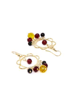 gold metal drop earring - 16831818 - Standard Image - 3