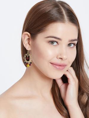 gold metal drop earring - 16831818 - Standard Image - 4