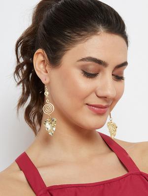 gold metal drop earring - 16831847 - Standard Image - 4
