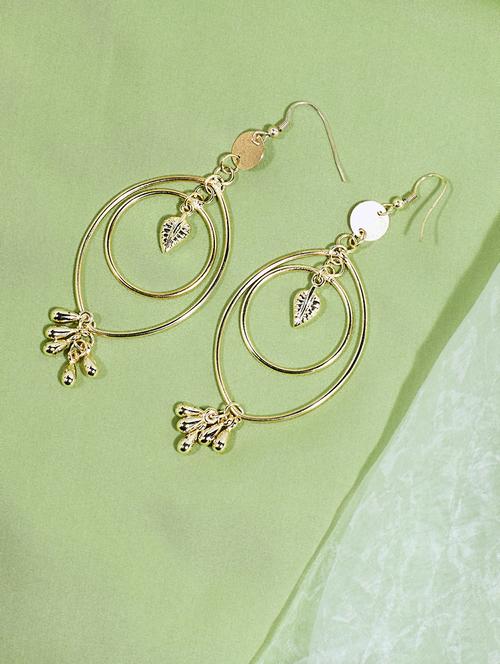 gold metal drop earring - 16831866 - Standard Image - 1