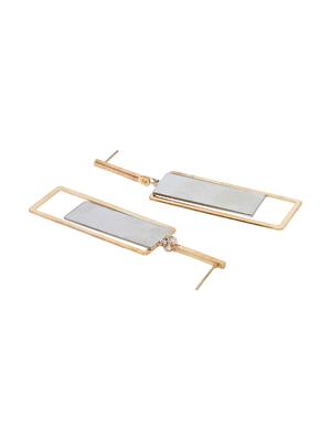 gold metal drop earring - 16831901 - Standard Image - 2