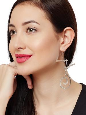 silver metal drop earring - 16831937 - Standard Image - 3