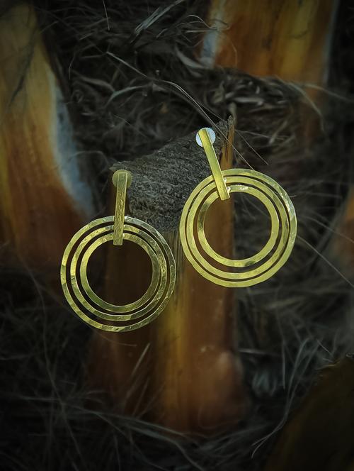 gold brass drop earring - 16831939 - Standard Image - 1