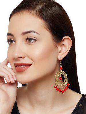 red metal drop earring - 16831956 - Standard Image - 3