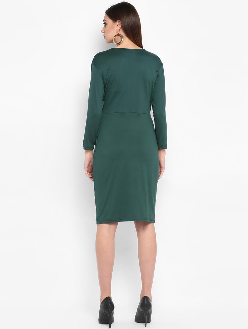 v-neck solid a-line dress - 16832074 - Zoom Image - 3