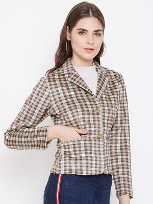 lapel neck checkered jacket - 16832168 - Standard Image - 2