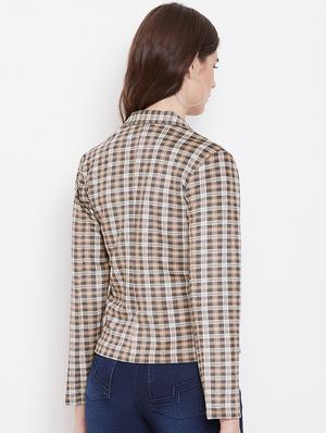 lapel neck checkered jacket - 16832168 - Standard Image - 3