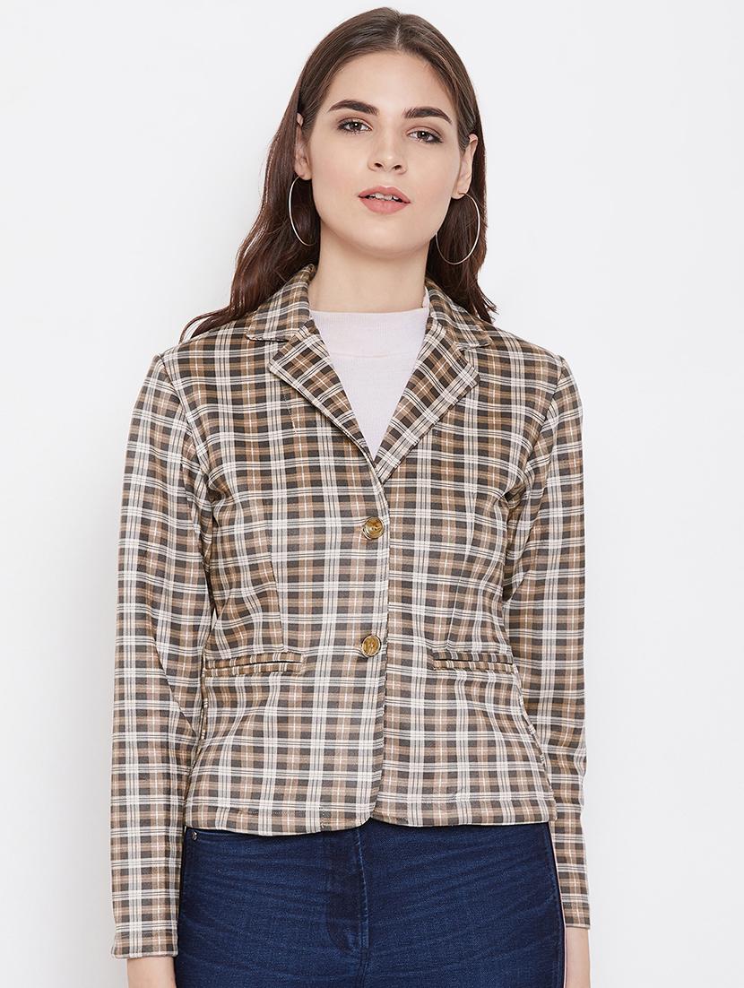 lapel neck checkered jacket - 16832168 - Zoom Image - 1