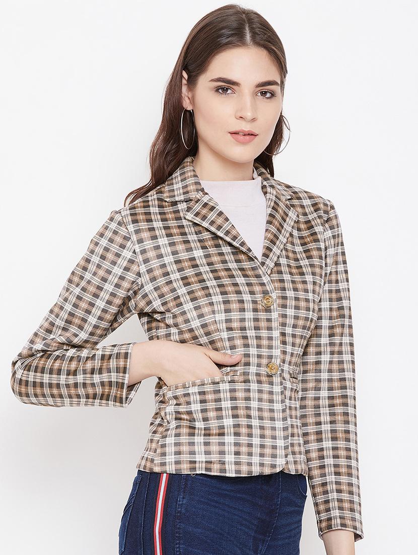 lapel neck checkered jacket - 16832168 - Zoom Image - 2