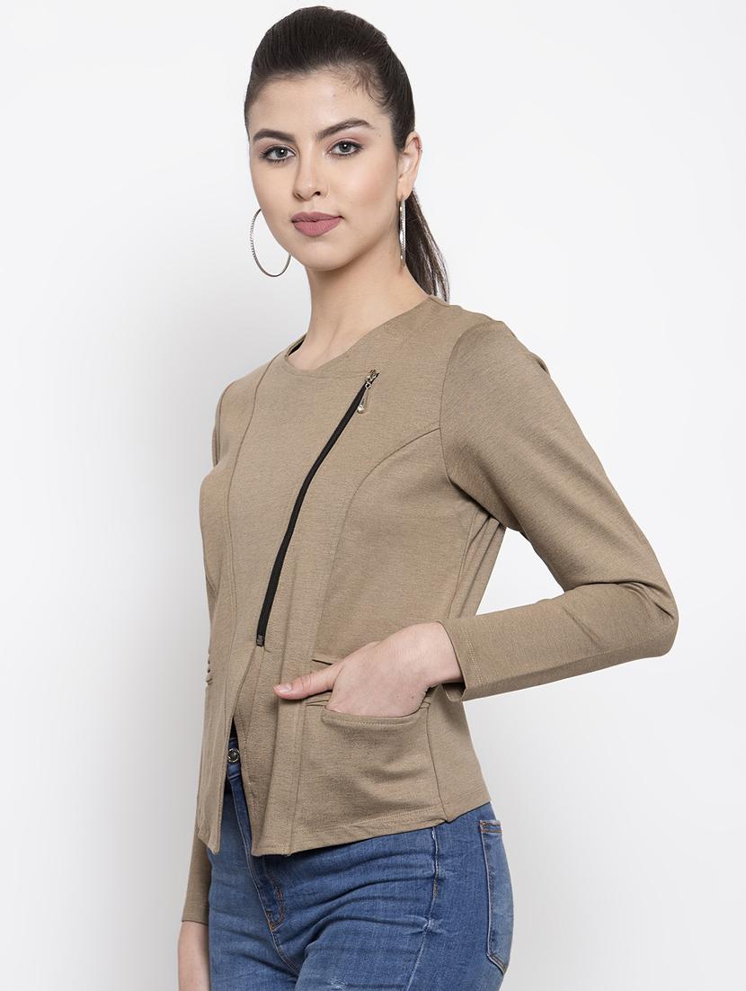 contrast zip up acrylic jacket - 16832184 - Zoom Image - 2