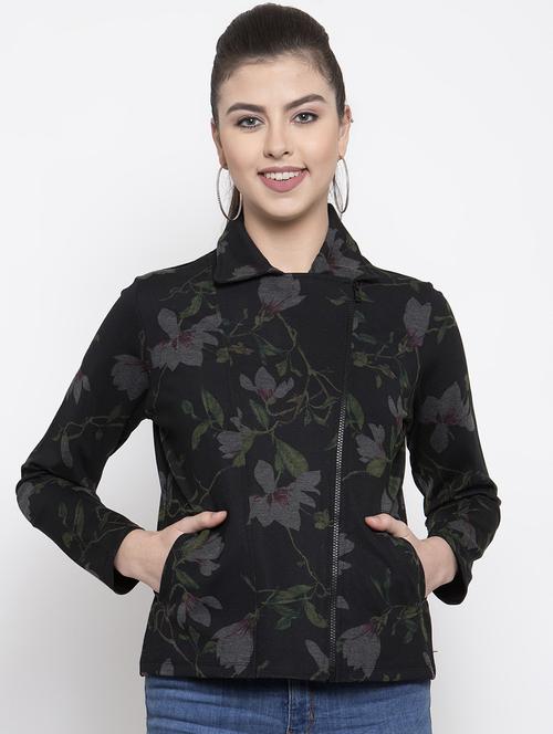 shirt collar floral acrylic jacket - 16832188 - Standard Image - 1