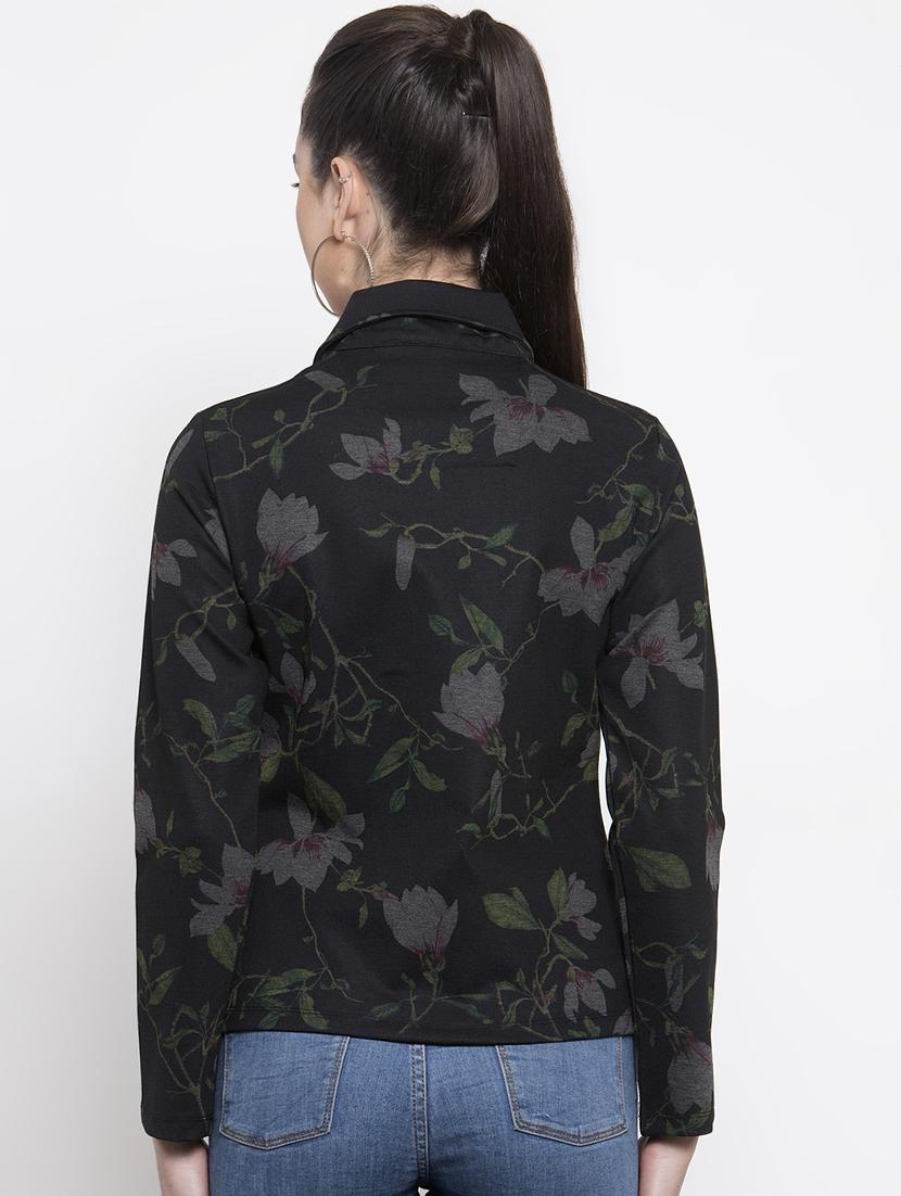 shirt collar floral acrylic jacket - 16832188 - Zoom Image - 3