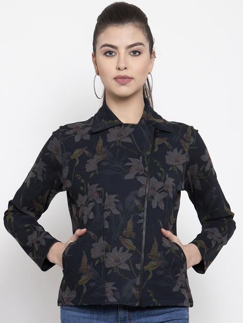 shirt collar floral acrylic jacket - 16832189 - Standard Image - 1