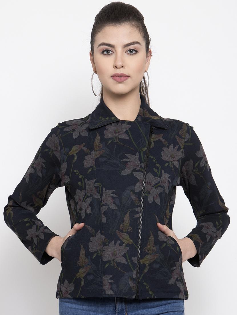 shirt collar floral acrylic jacket - 16832189 - Zoom Image - 1
