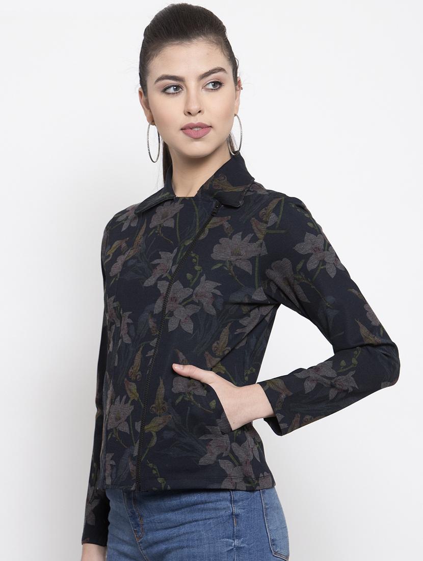 shirt collar floral acrylic jacket - 16832189 - Zoom Image - 2