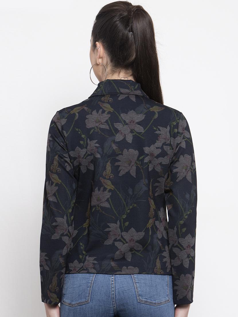 shirt collar floral acrylic jacket - 16832189 - Zoom Image - 3