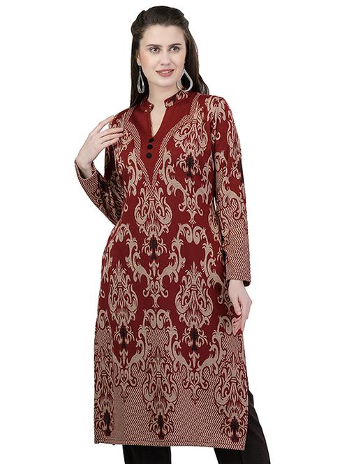printed woolen kurta - 16832217 - Standard Image - 1