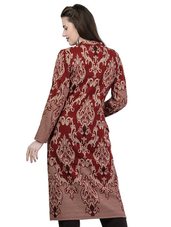 printed woolen kurta - 16832217 - Zoom Image - 3