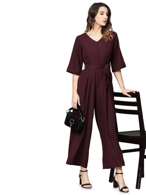 tie front full leg jumpsuit - 16832275 - Standard Image - 4