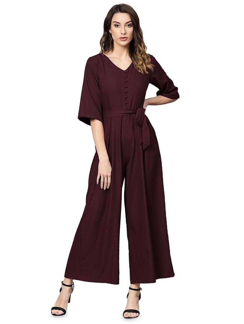 tie front full leg jumpsuit - 16832275 - Zoom Image - 1
