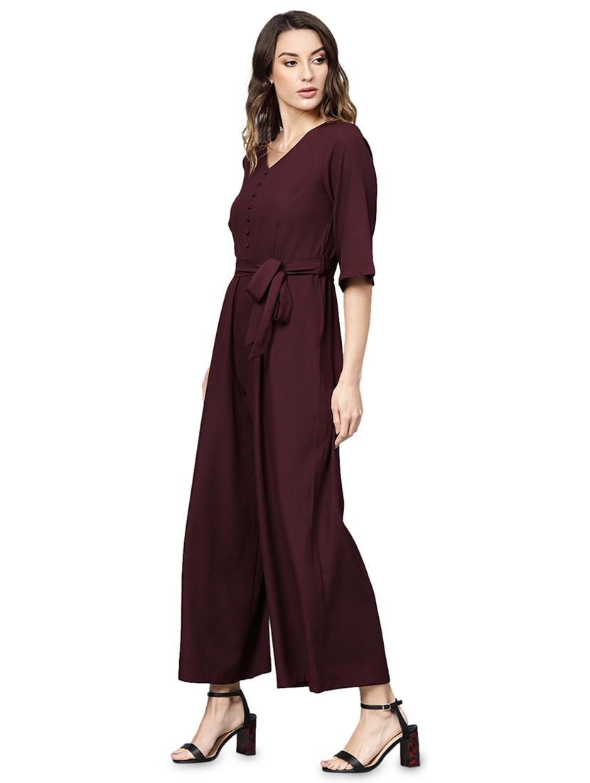 tie front full leg jumpsuit - 16832275 - Zoom Image - 2