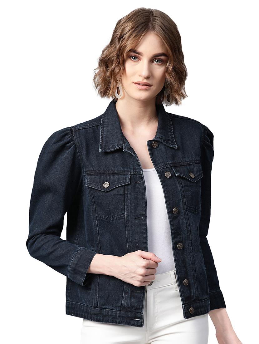 puff sleeved denim jacket - 16832301 - Zoom Image - 1